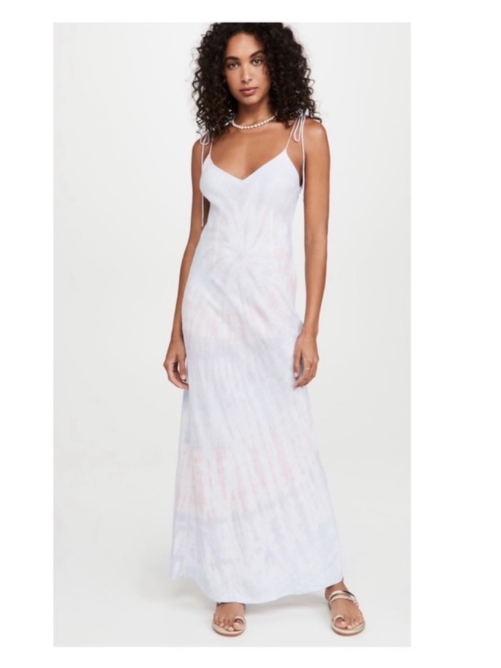New! DANNIJO Multi Tie Dye Linen Blend Slip Maxi Dress